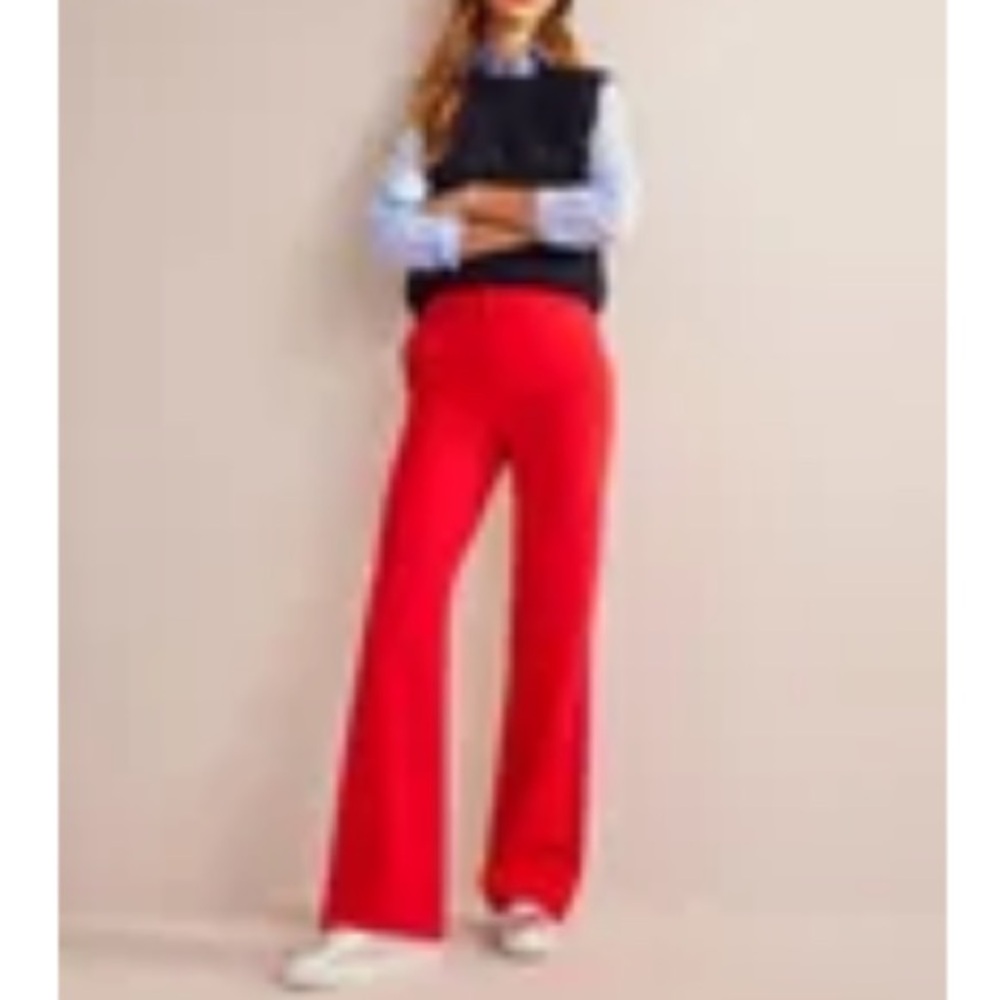 🇬🇧 NWT Boden Westbourne Jersey Pants in Red Hot Pepper 2R